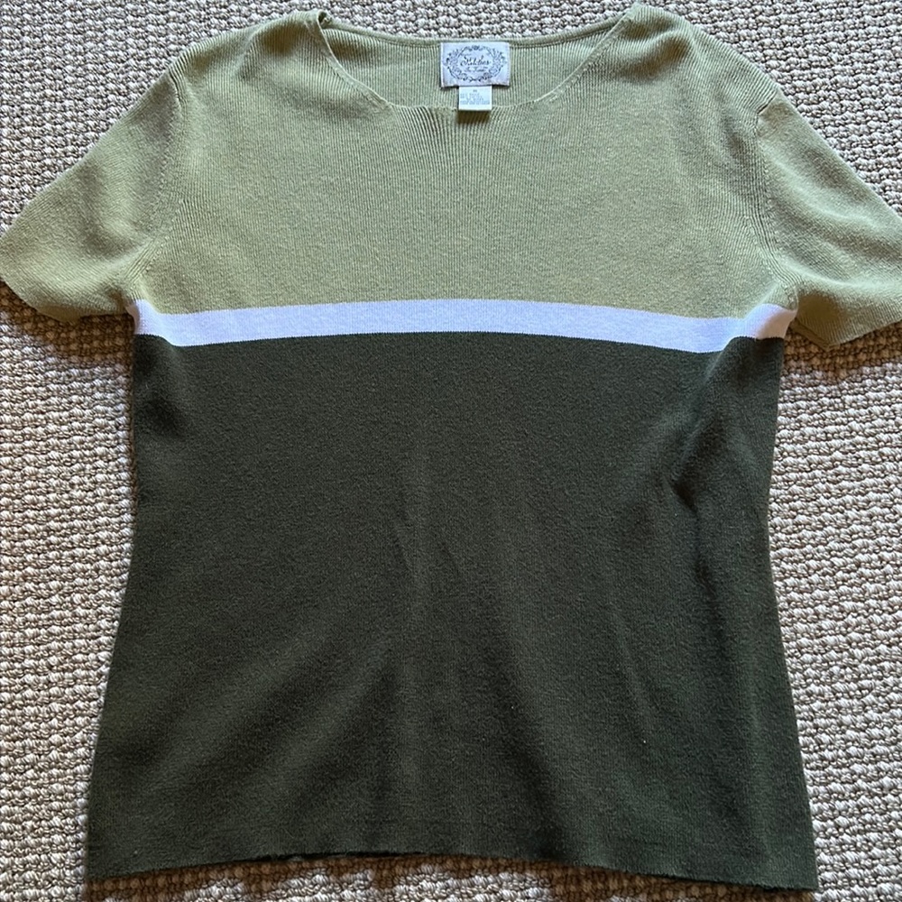 🌙Vintage stripe colorblock green shirt